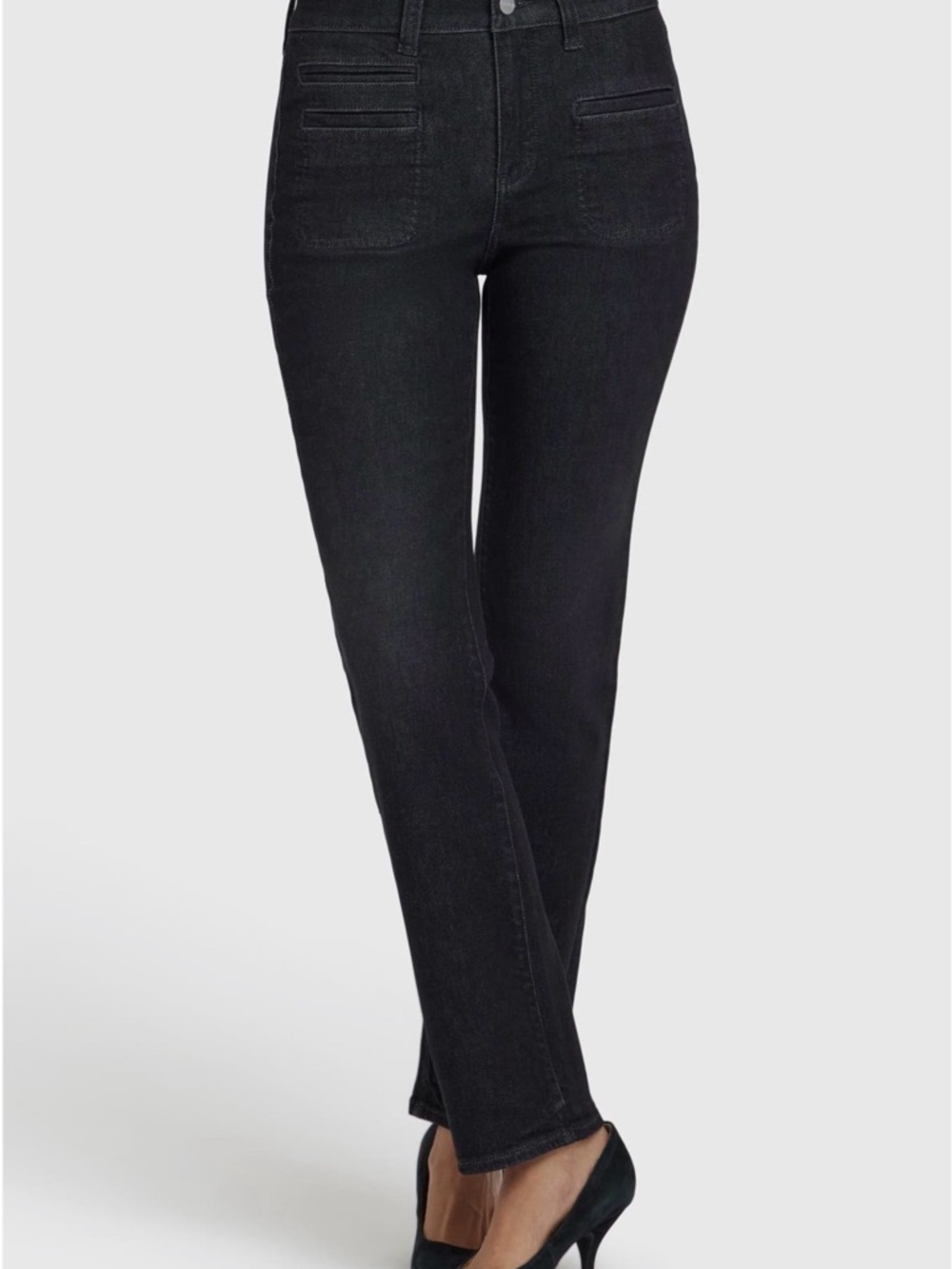 NYDJ Women's Straight-Leg Black Jeans with Back Pockets